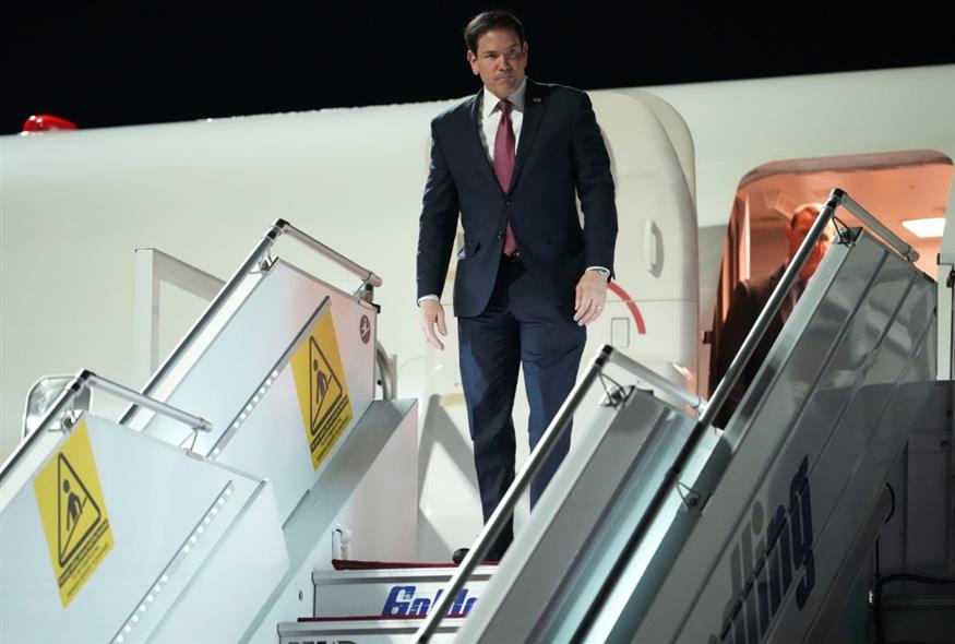 Ο Μάρκο Ρούμπιο στην Αθήνα (AP Photo/Mark Schiefelbein, Pool)