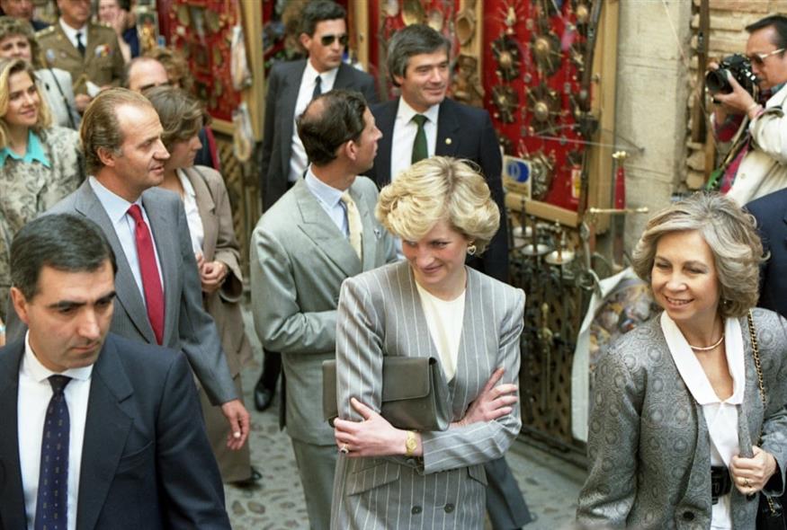 Νταϊάνα, Χουάν Κάρλος, Σοφία και Κάρολος στην Ισπανία το 1987 (AP)