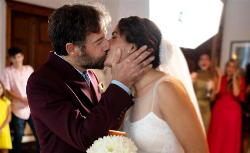 Μαραβέγιας - Σωτηροπούλου στον γάμο στην Ύδρα (Instagram)