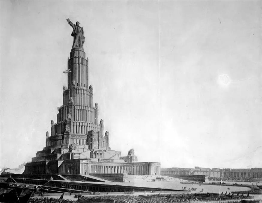 Απεικόνιση του προτεινόμενου σχεδίου για το παλάτι των Σοβιέτ