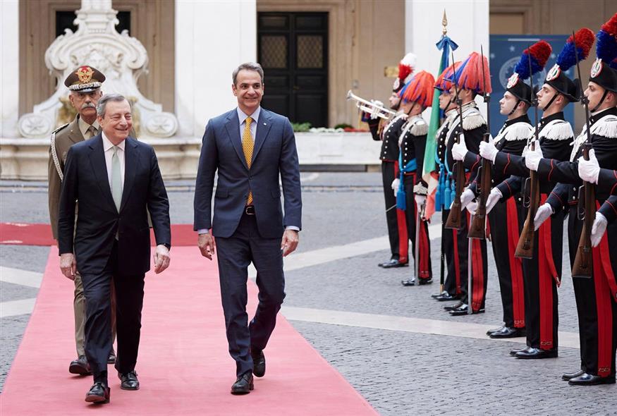 Ο πρωθυπουργός με τον ιταλό ομόλογό του/Γραφείο Τύπου του πρωθυπουργού