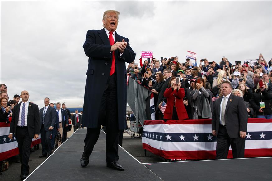 President Donald Trump arrives to speak at a campaign rally ( (AP Photo/Evan Vucci)