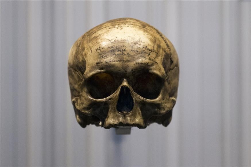 the skull of Neanderthal man/(AP Photo/Francois Mori)