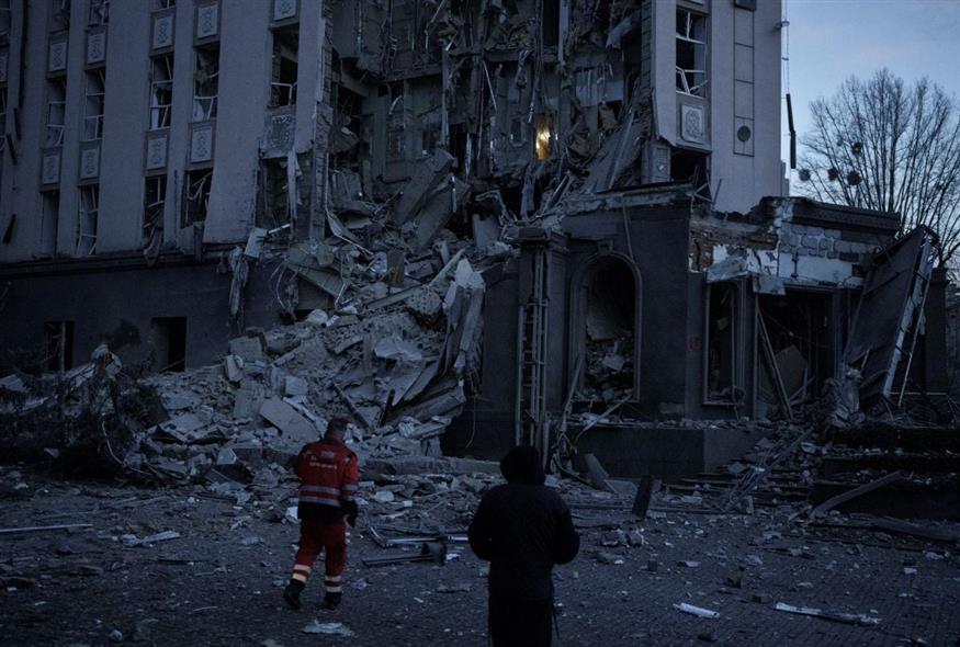 Κατεστραμμένο κτίριο στο Κίεβο - Φωτογραφία αρχείου (AP Photo/Felipe Dana)