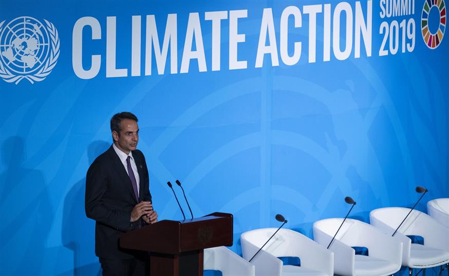 Ο πρωθυπουργός στο βήμα της Γενικής Συνέλευσης του ΟΗΕ για το Κλίμα (AP Photo/Craig Ruttle)