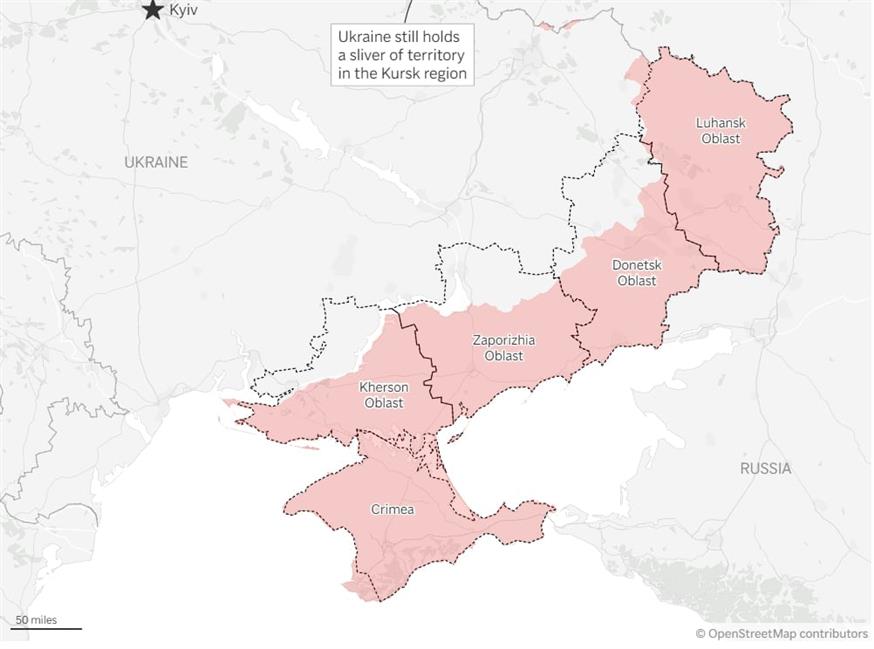 H Ρωσία κατέχει ολόκληρη την Κριμαία (AP/ Source: Institute for the Study of War  Graphic: Will Jarrett)
