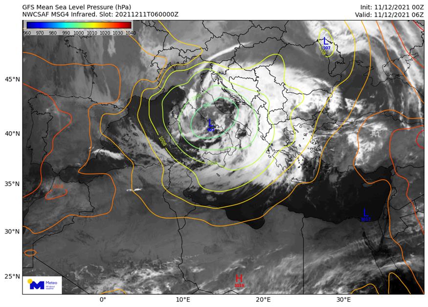 Κακοκαιρία-Δορυφορική Εικόνα - Πίνακας Βροχοπτώσεων