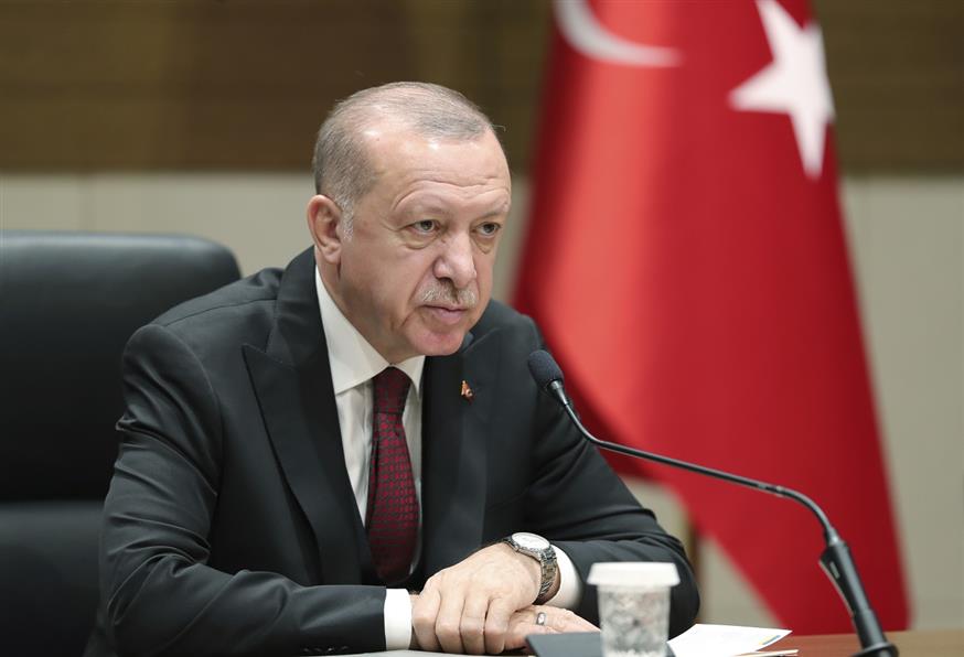 Ο Τούρκος πρόεδρος Ρετζέπ Ταγίπ Ερντογάν (Presidential Press Service via AP, Pool)