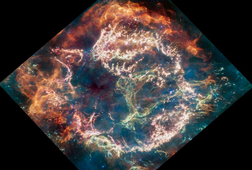 Το James Webb φωτογράφισε τα απομεινάρια έκρηξης σουπερνόβα στον Γαλαξία μας /NASA, ESA, CSA, D. D. Milisavljevic (Purdue), T. Temim (Princeton), I. De Looze (Ghent University). Image Processing: J. DePasquale (STScI)