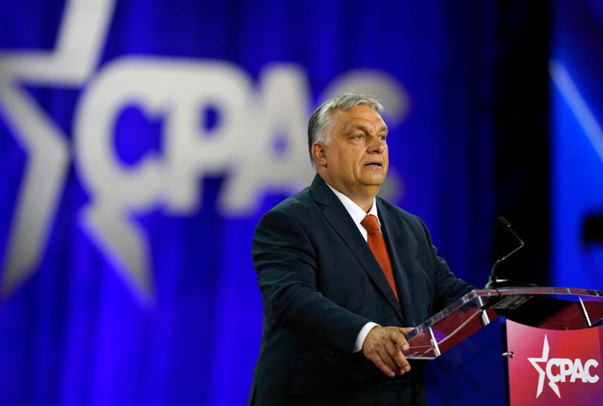 Ο πρωθυπουργός της Ουγγαρίας Βίκτορ Όρμπαν μιλάει στο Συνέδριο Συντηρητικής Πολιτικής Δράσης (CPAC) στο Ντάλας / AP Photo/LM Otero