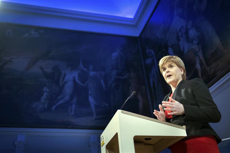 Η πρωθυπουργός της Σκωτίας Νίκολα Στέρτζον (Stefan Rousseau/Pool Photo via AP)