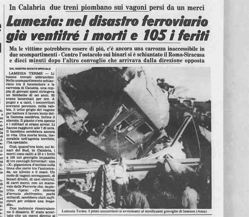 Δημοσίευμα της La Stampa για το δυστύχημα της Λαμέτσια Τέρμε της περιφέρειας της Καλαβρίας
