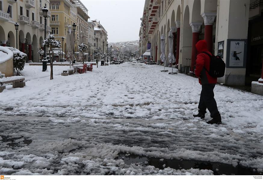 Χιόνια στο κέντρο της Θεσσαλονίκης (Eurokiniss/Φανή Τρυψάνη)