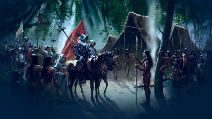 Ο Αταχουάλπα παραδίδεται στον Πιθάρο.