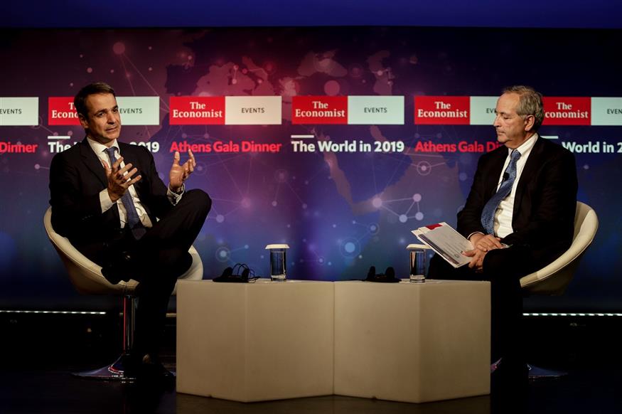 Ο Κυριάκος Μητσοτάκης στο συνέδριο του Economist (Eurokinissi/Γιάννης Παναγόπουλος)