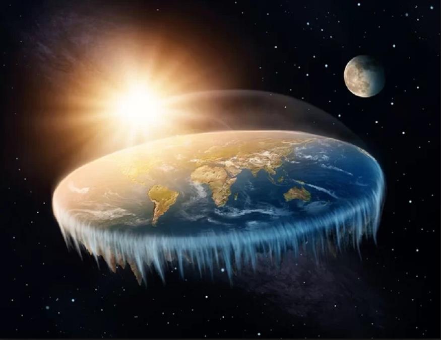 Η απεικόνιση της επίπεδης Γης - σαν κακοβαλμένη ταπετσαρία! (youtube)