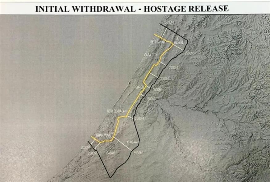 Χαμάς-Ισραήλ: Νέος χάρτης με κίτρινη γραμμή οριοθέτησης