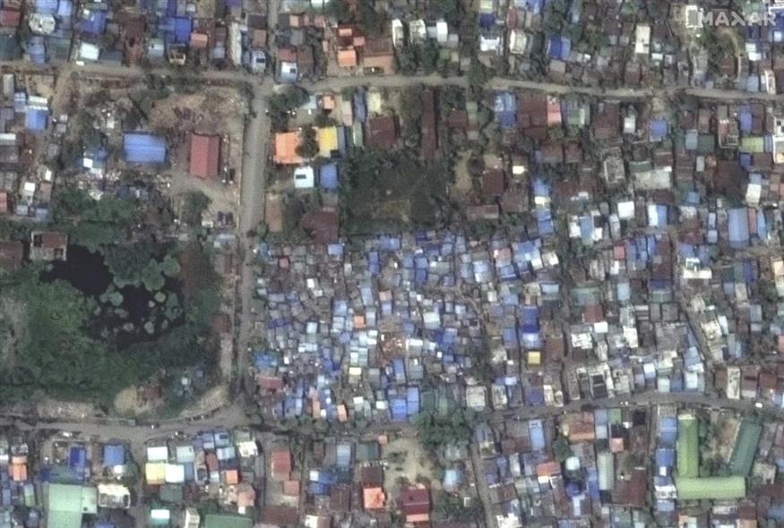 Εικόνες πριν και μετά το σεισμό στη Μιανμάρ/AP Εικόνες πριν και μετά το σεισμό στη Μιανμάρ/AP