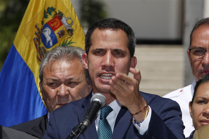 Ο ηγέτης της βενεζουελανής αντιπολίτευσης Χουάν Γκουαϊδό  (AP Photo/Fernando Llano)