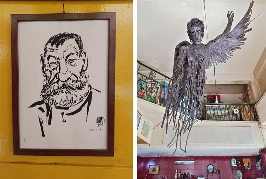 Ο Παπαδιαμάντης του Γιάννη Καλαϊτζή και ο άγγελος, η άτυπη μασκότ της Μουριάς | © Χριστίνα Τσαμουρά Ο Παπαδιαμάντης του Γιάννη Καλαϊτζή και ο άγγελος, η άτυπη μασκότ της Μουριάς | © Χριστίνα Τσαμουρά