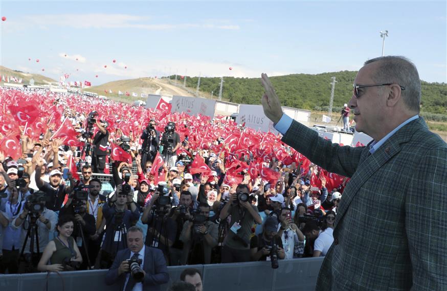 Ο πρόεδρος της Τουρκίας Ρετζέπ Ταγίπ Ερντογάν (Presidential Press Service via AP, Pool)