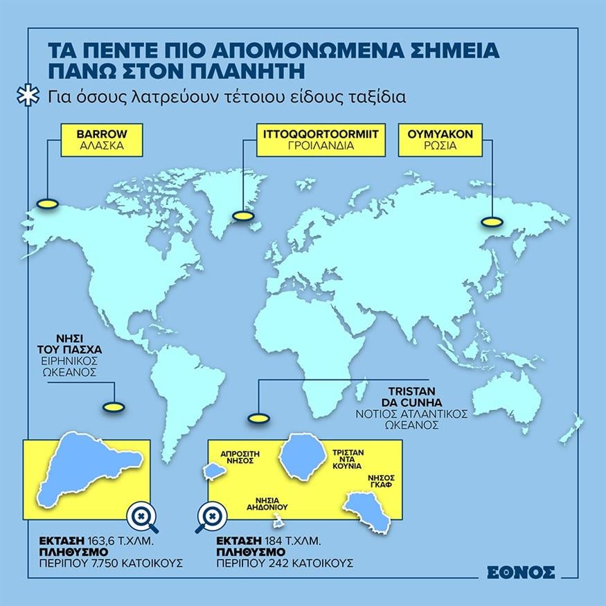 Infographic: Τα πέντε πιο απομονωμένα σημεία πάνω στον πλανήτη