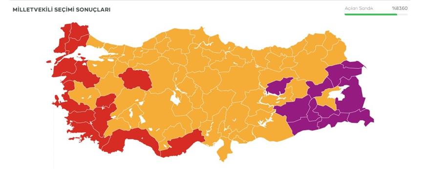 Εκλογικός χάρτης Τουρκία, βουλευτικές εκλογές