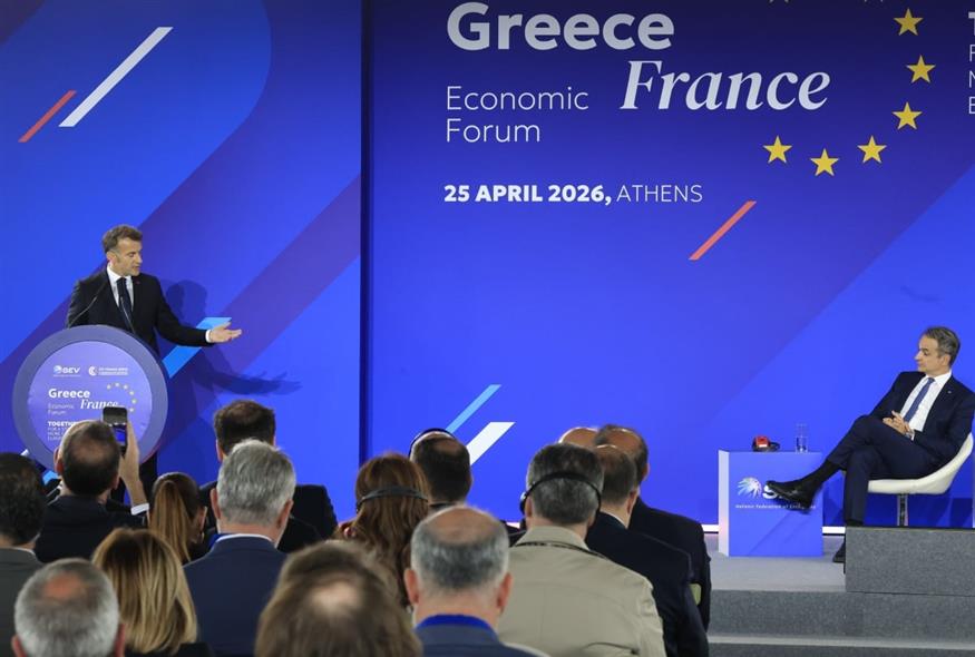 Κυριάκος Μητσοτάκης - Εμανουέλ Μακρόν (ΓΙΩΡΓΟΣ ΚΟΝΤΑΡΙΝΗΣ/EUROKINISSI)