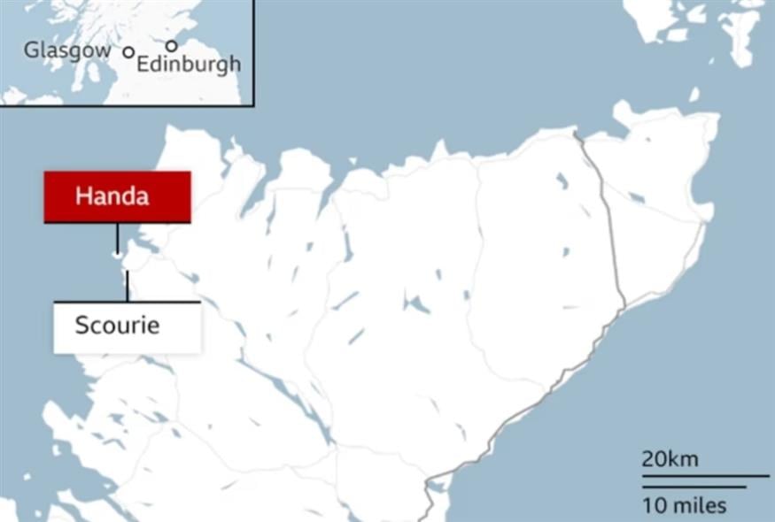 Χάρτης τοποθεσίας του νησιού Handa Χάρτης τοποθεσίας του νησιού Handa