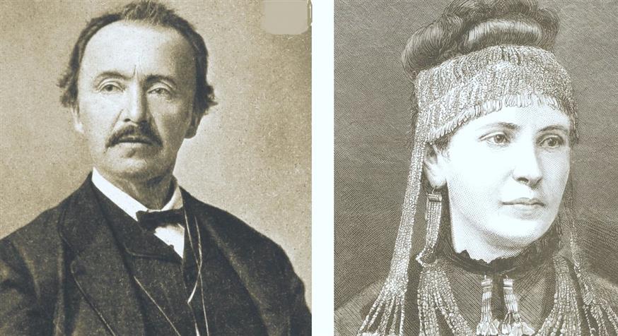 Ο Σλήμαν και η σύζυγός του.