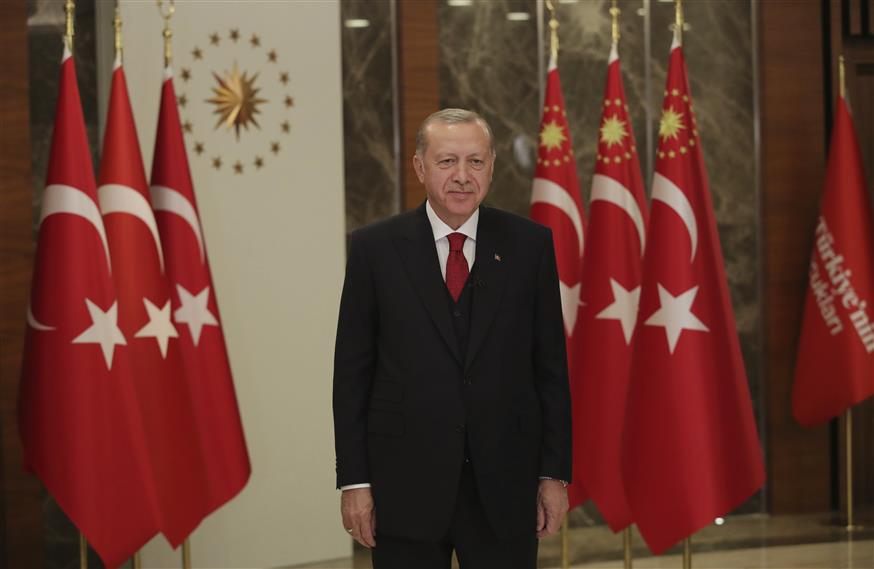 Ο πρόεδρος της Τουρκίας Ρετζέπ Ταγίπ Ερντογάν (Turkish Presidency via AP, Pool)