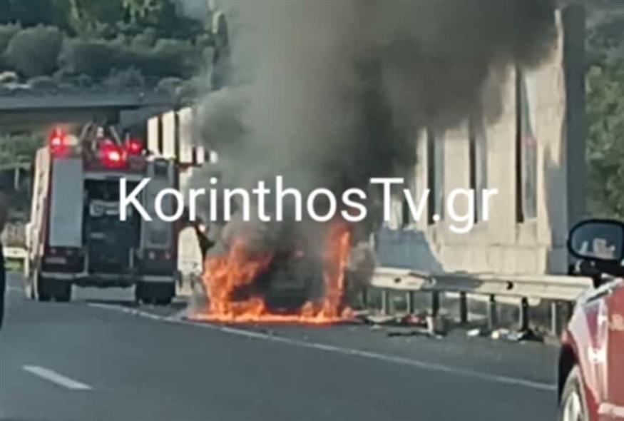 Αυτοκίνητο πήρε φωτιά (korinthostv.gr)
