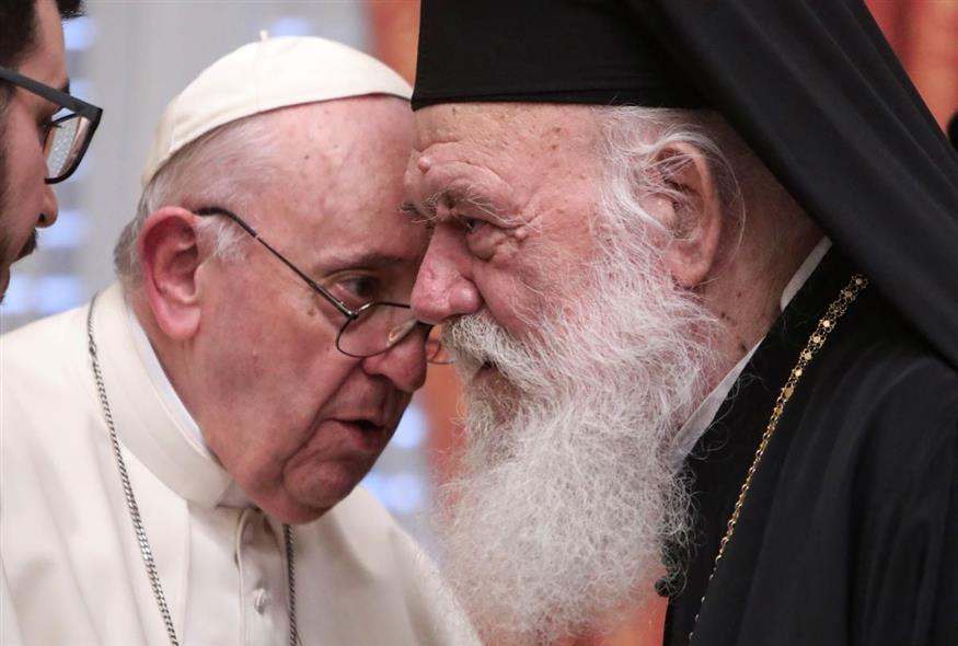 Πάπας Φραγκίσκος και Ιερώνυμος (George Vitsaras/Pool Photo via AP)