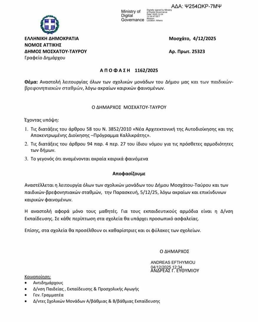 Απόφαση Δήμου Μοσχάτου-Ταύρου Απόφαση Δήμου Μοσχάτου-Ταύρου
