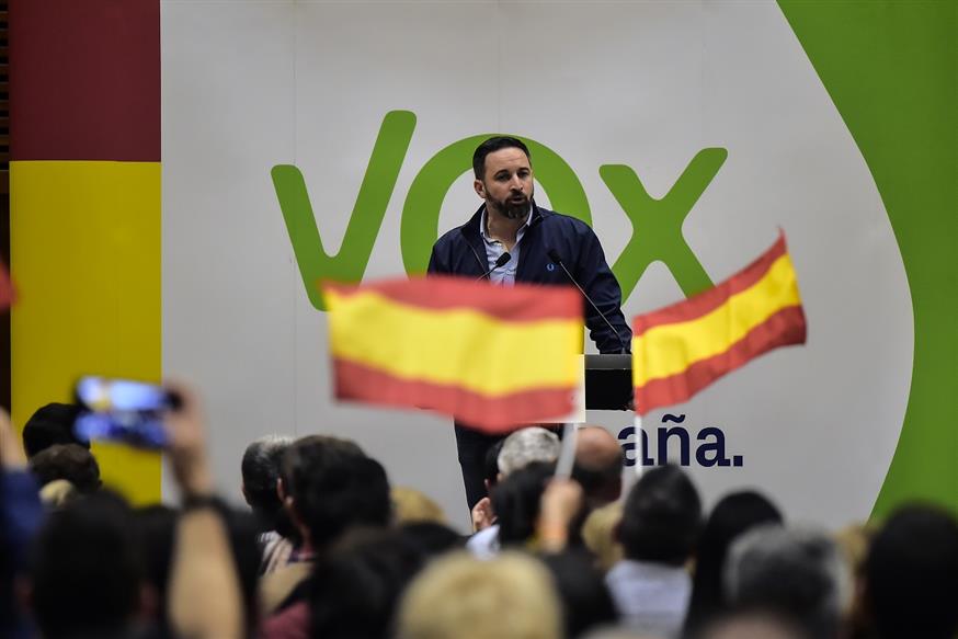 O Σαντιάγο Αμπασκάλ, ηγέτης του VOX (AP Photo/Alvaro Barrientos)
