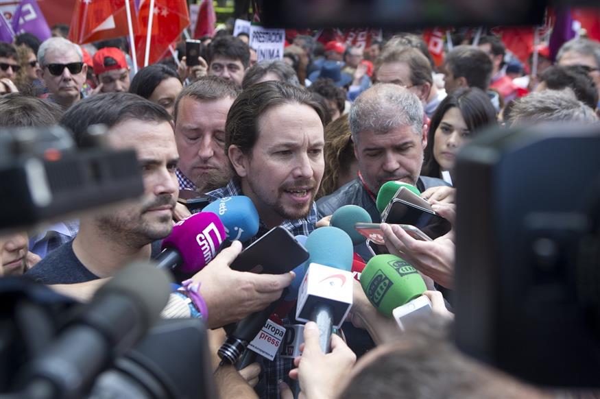 Ο ηγέτης των Podemos Πάμπλο Ιγκλέσιας (AP Photo/Paul White)