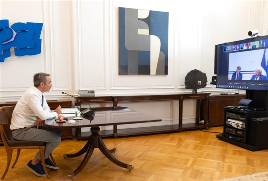 Συμμετοχή Κυριάκου Μητσοτάκη στην τηλεδιάσκεψη για την Ουκρανία/Γραφείο Τύπου του πρωθυπουργού