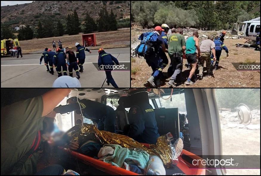 Τραυματισμός τουρίστα στο φαράγγι της Σαμαριάς (Φωτογραφίες: cretapost.gr)