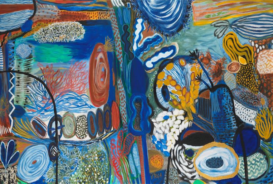 Βάσω Τρίγκα «Τα έργα της είναι οι διαστρωματώσεις ενός εσωτερικού ταξιδιού και η κάθε φορά επιστροφή στο φαντασιακό τοπίο μιας εμπειρίας που έχει τη δική της υλικότητα» γράφει, χαρακτηριστικά, η επιμελήτρια Ίρις Κρητικού