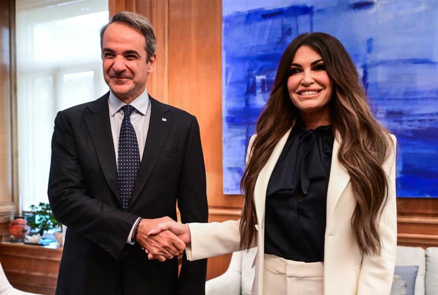 Κίμπερλι Γκίλφοϊλ και Κυριάκος Μητσοτάκης (ΤΑΤΙΑΝΑ ΜΠΟΛΑΡΗ/EUROKINISSI)