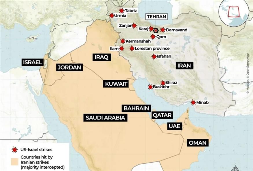 Ο χάρτης των επιθέσεων (Al Jazeera)