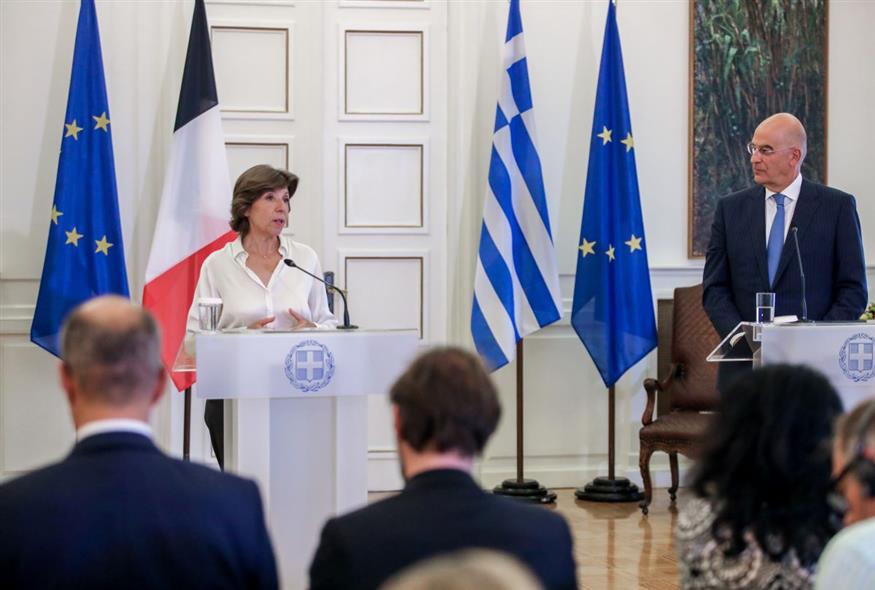 Ο υπουργός Εξωτερικών με την Γαλλίδα ομόλογό του/Eurokinissi