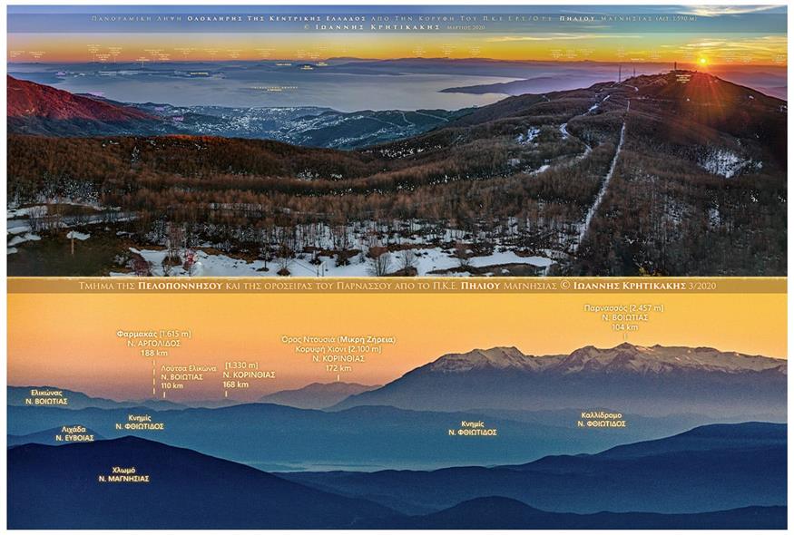 Πανόραμα κεντρικής Ελλάδος. Κάτω η Πελοπόννησος από κορυφή Αηδονάκι Πηλίου Πανόραμα κεντρικής Ελλάδος. Κάτω η Πελοπόννησος από κορυφή Αηδονάκι Πηλίου