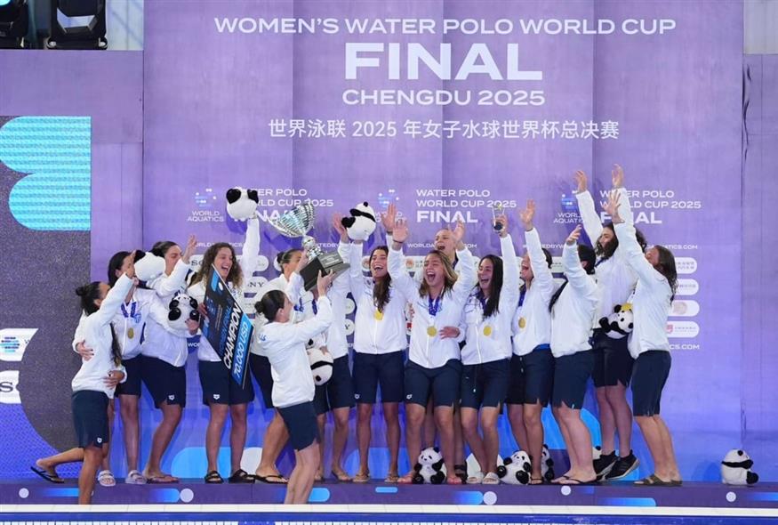 ΠΑΓΚΟΣΜΙΟ ΚΥΠΕΛΛΟ / ΤΣΕΝΓΚΝΤΟΥ ΚΙΝΑ 2025 / 1η ΘΕΣΗ ΚΑΙ ΧΡΥΣΟ ΜΕΤΑΛΛΙΟ ΓΙΑ ΤΗΝ ΕΘΝΙΚΗ ΓΥΝΑΙΚΩΝ (PHOTO: WORLD AQUATICS / ONLY FOR EDITORIAL USE)