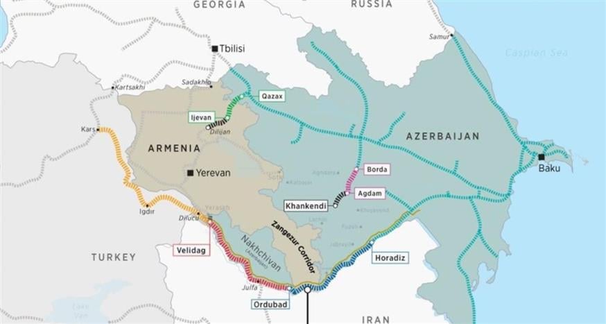 Διάδρομος Ζαγκεζούρ. Συνδέει το Ναχιτσεβάν μέσω Αρμενίας με το Αζερμπαϊτζάν