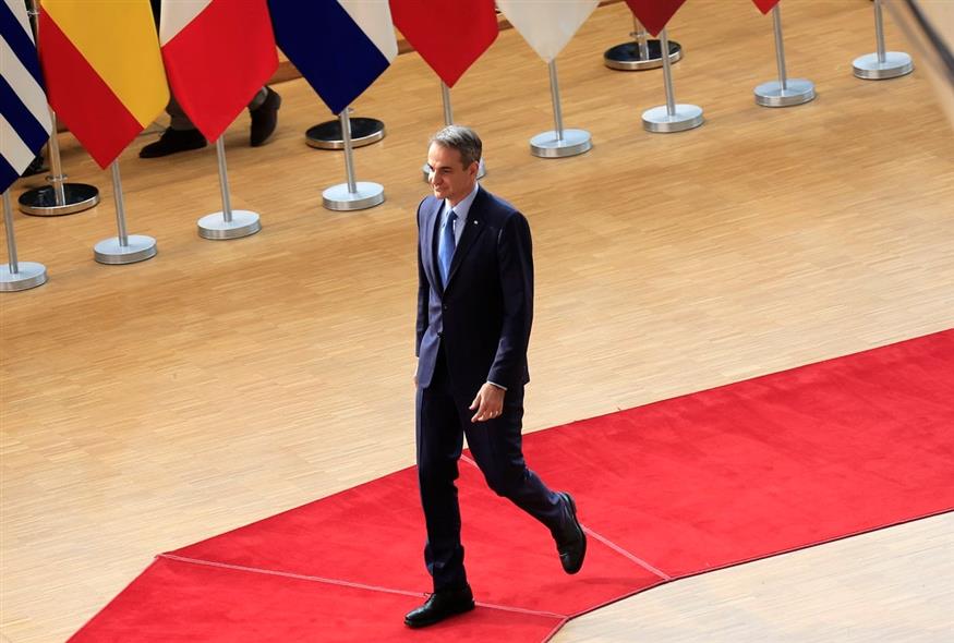 Ο Κυριάκος Μητσοτάκης στη Σύνοδο Κορυφής (AP Photo/Geert Vanden Wijngaert)
