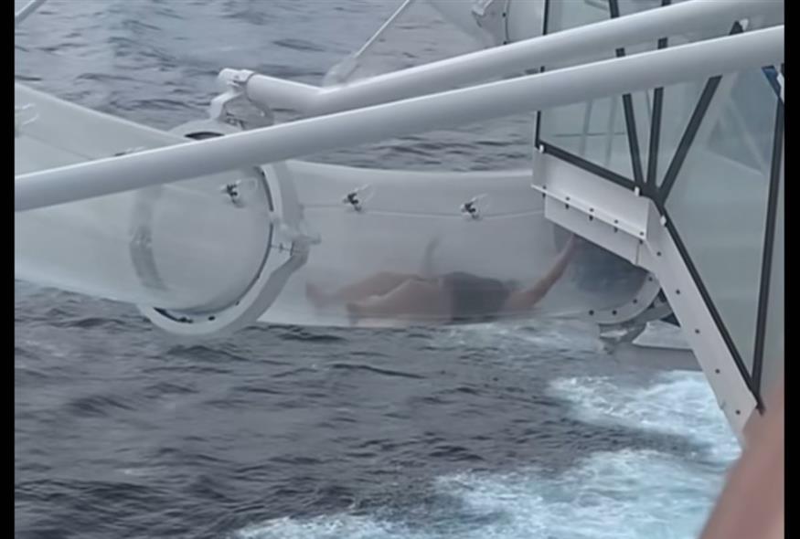 TikTok: Επιβάτιδα κρουαζιερόπλοιου κόλλησε σε νεροτσουλήθρα