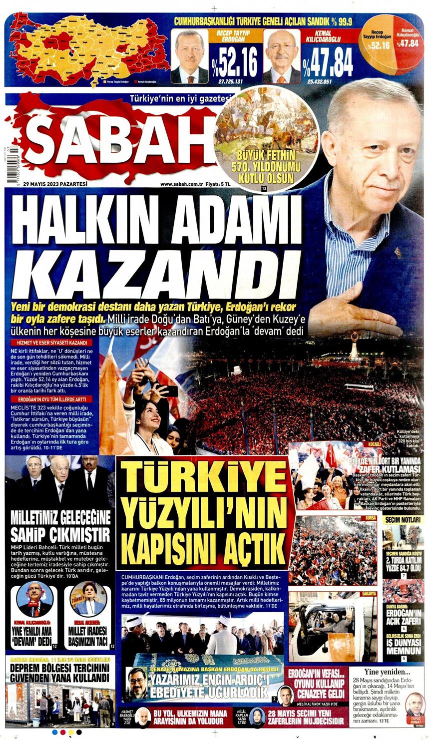 Πρωτοσέλιδα των τουρκικών εφημερίδων για τη νίκη του Ερντογάν