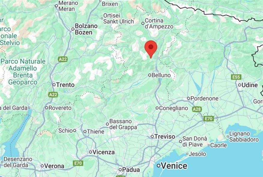 Χάρτης με το σημείο που βρίσκεται το Λονγκαρόνε βόρεια της Βενετίας Χάρτης με το σημείο που βρίσκεται το Λονγκαρόνε βόρεια της Βενετίας