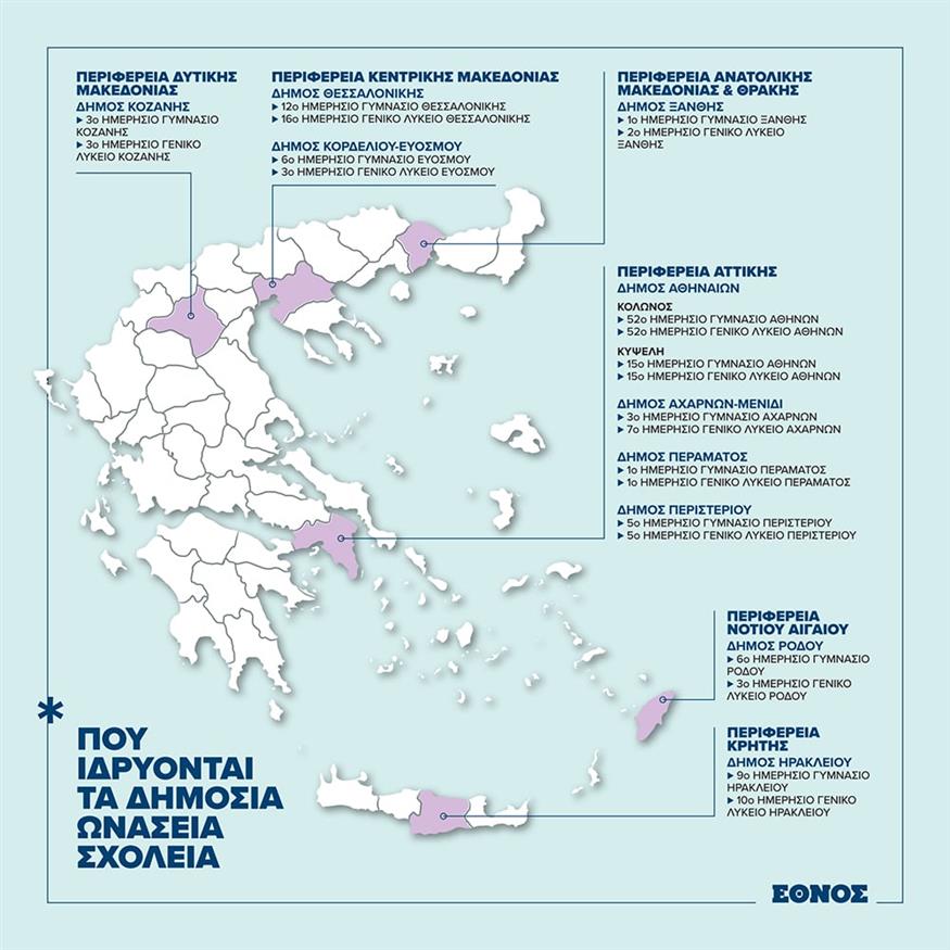 Infographic: Πού θα δημιουργηθούν τα Δημόσια Ωνάσεια Σχολεία/ethnos.gr